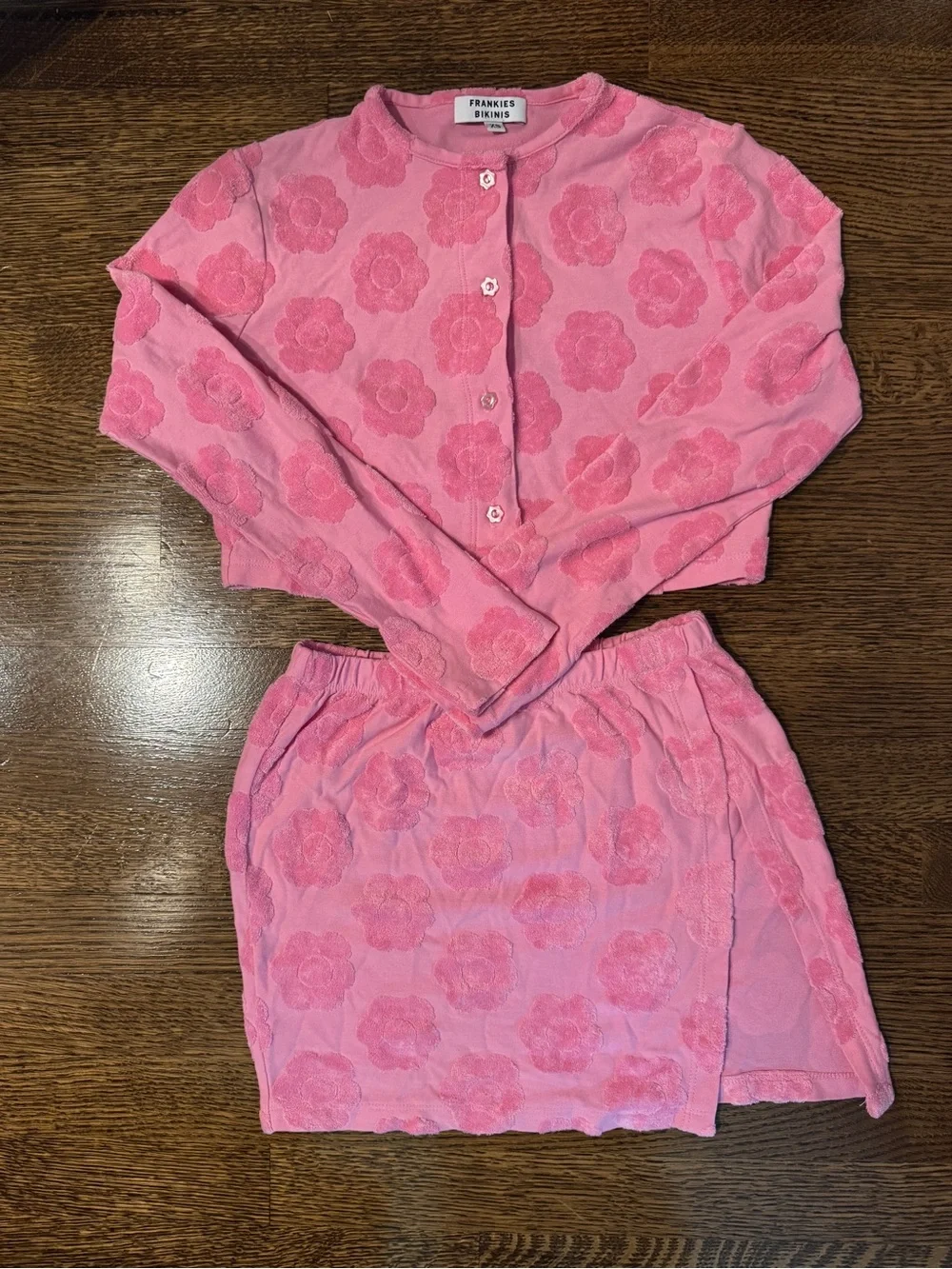 Frankie's Bikinis Pink Floral Swim Coverup Set